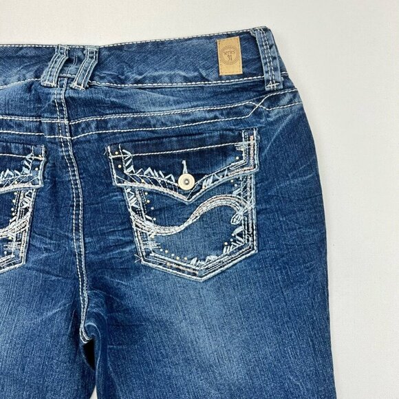 Curves Series Womens Short & Sexy Capri Jeans Blue Stretch Zip Juniors 11 New - Picture 3 of 11